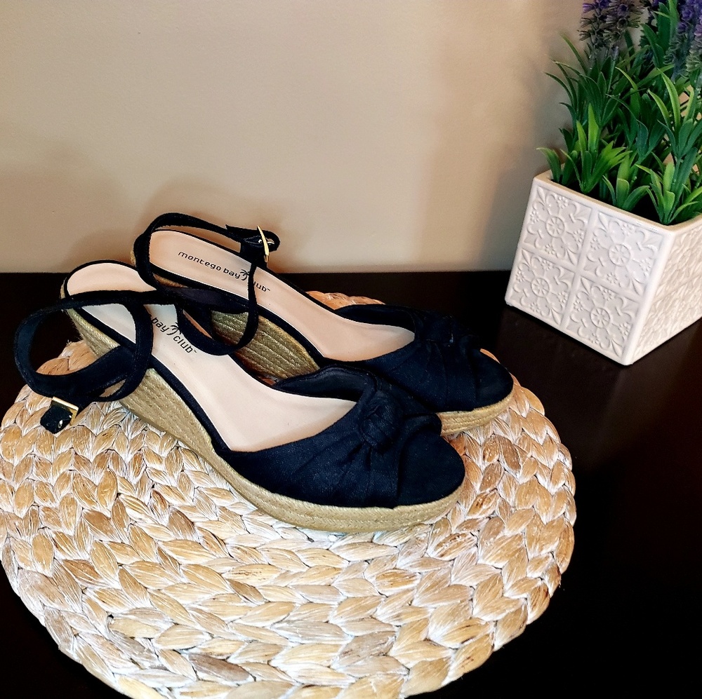 Black Weaved Wedges